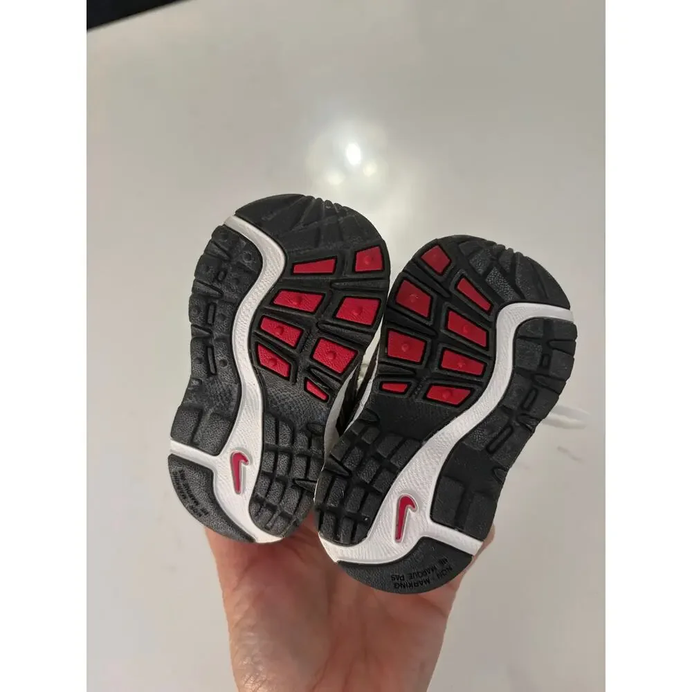 Y2K Nike T-Run-3 toddler sneakers sz 2c red white silver black mesh athletic